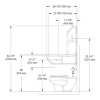 Bradley 8370-108 Heavy Duty Swing Up Grab Bar, With Tissue Dispenser, See Dim Dwg, Satin Stainless Steel