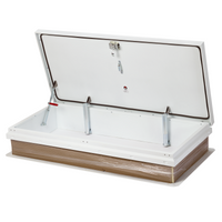 JL Industries RHDG Diamond Series Roof Hatch with R-6 Insulation, For Application On Ladder, Galvannealed Steel, White Textured Powder Coat