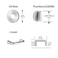 Sargent T3-8265-LNJ-US26 Privacy Bath/Bedroom Mortise Lock, LN Rose, J Lever, "T3" Turn Piece, Field Reversible, Bright Chrome