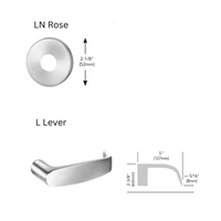 Sargent V20-8265-LNL-US26D Privacy Bathroom Mortise Lock, With "V20" Indicator outside indicator only, L-Lever, LN-Rose, Satin Chrome Finish