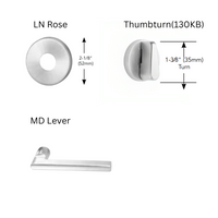 Sargent 8265-LNMD Privacy Bedroom or Bath Mortise Lock, MD - Lever, LN - Rose, Field Reversible