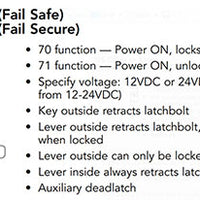 Sargent 60-RX-8270-12V-LNMD-26D Electric Mortise Lock, Fail Safe, Request to Exit, 12V, LFIC Less Core, LN Rose, MD Lever, Satin Chrome