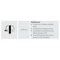 Accentra (Yale) MO5491LN-24V-626, Electrified Cylindrical Lever Lock, Fail Secure, Satin Chrome