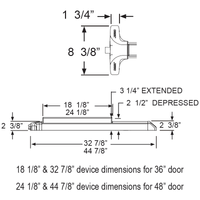 Detex V40W HD 628 99 48 Wide Stile Rim Exit Device dimensions
