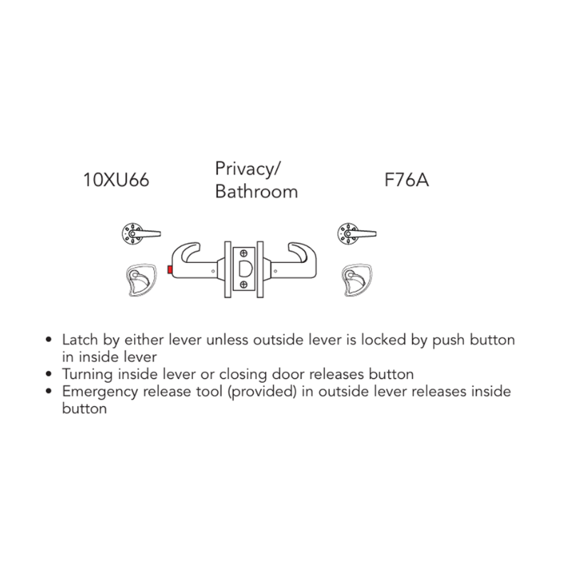 Sargent V03-10XU66-VSLL Privacy/Bathroom Function Cylindrical Lock, Visual Indicator Trim Inside Only, Green/Red, Non-Keyed