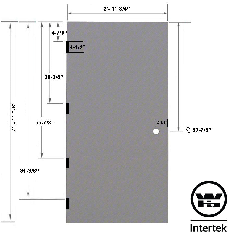 Fire Rated 3-0 x 8-0 18 Gauge Honeycomb Core - 161 Prep Cylindrical Lock