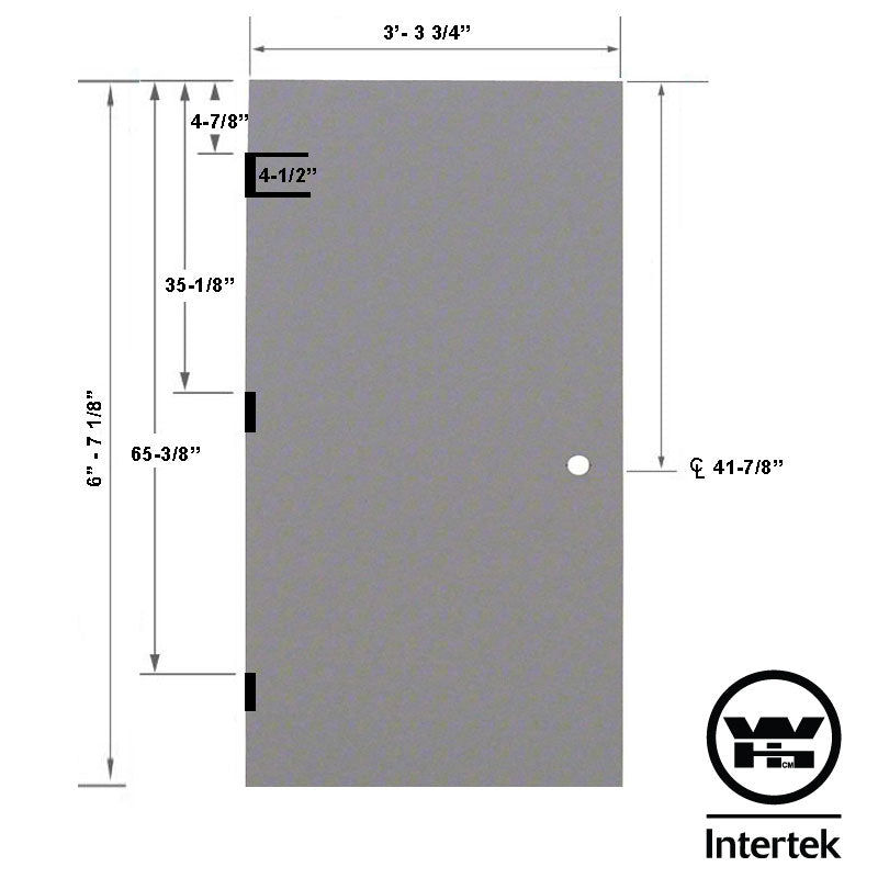 Fire Rated 3-4 x 6-8 18 Gauge Steel Stiffened Rib Rockwool Core - 161 Prep Cylindrical Lock