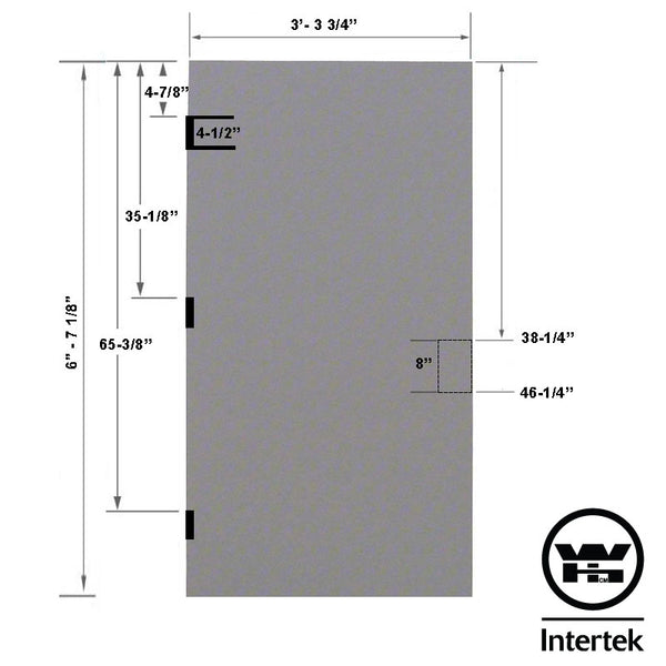 Fire Rated 3-4 x 6-8 18 Gauge Polystyrene Core - 86E 8" Mortise Lock Prep