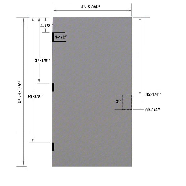 3-6 x 7-0 18 Gauge Polystyrene Core - 86E 8" Mortise Lock Prep