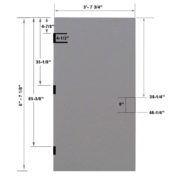 3-8 x 6-8 18 Gauge Honeycomb Core - 86E 8" Mortise Lock Prep