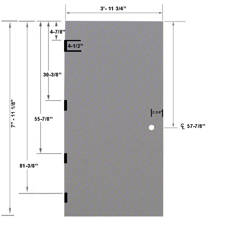 4-0 x 8-0 18 Gauge Steel Stiffened Rib Rockwool Core - 161 Prep Cylindrical Lock