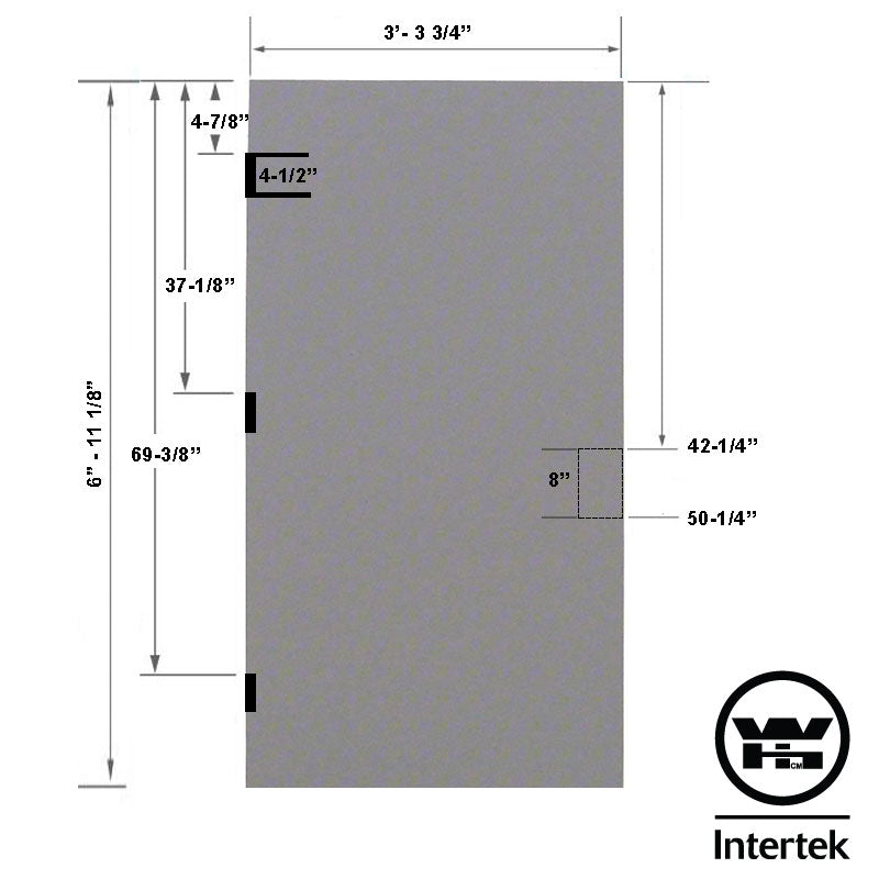 Fire Rated 3-4 x 7-0 18 Gauge Polystyrene Core - 86E 8" Mortise Lock Prep