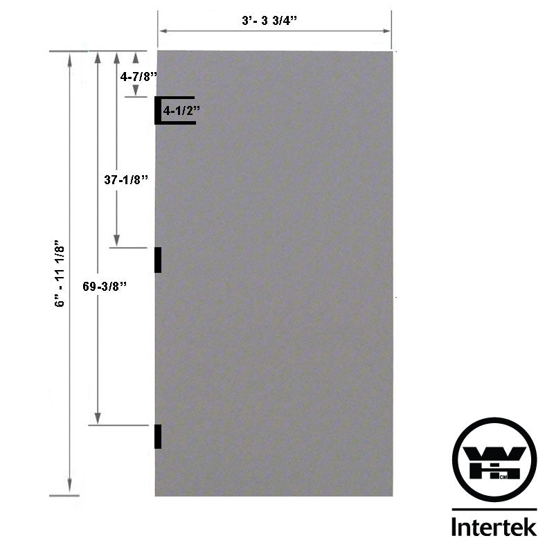 Fire Rated 3-4 x 7-0 18 Gauge Steel Stiffened Rib Rockwool Core - FBA/RP Re-enforced Panic Bar