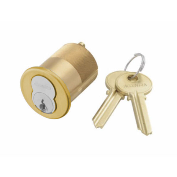 Accentra (Yale) 2196-GG-605-0-BITTED LFIC Mortise Cylinder, With Core, GG Keyway, Bright Brass