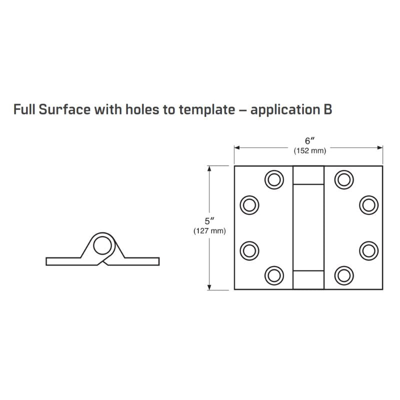 Best BB852B-5 x 6-USP Full Surface Triple Weight Concealed Bearing Prison Hinge, With Fasteners, Prime Coat Gray