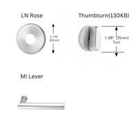Sargent 8265-LNMI  Privacy Bedroom or Bath Mortise Lock, MI - Lever, LN - Rose, Field Reversible