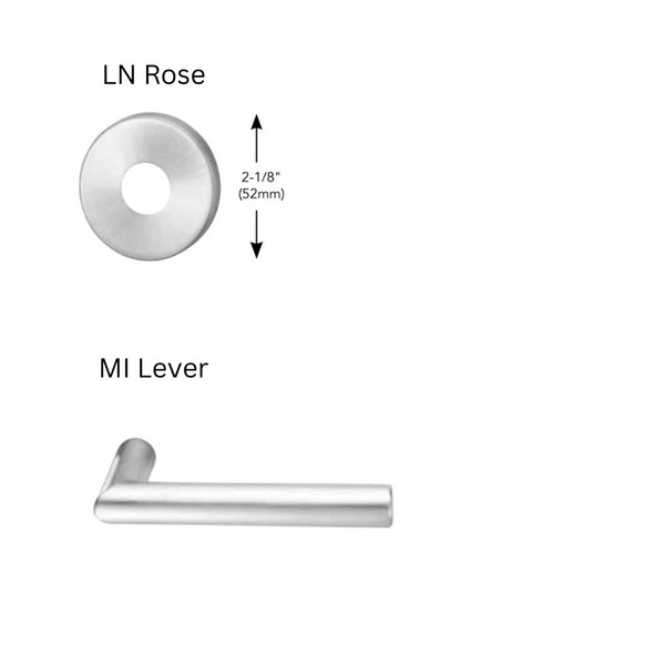Sargent 60-8204-LNMI-26D Storeroom or Closet Function Mortise Lock, LFIC Less Core, LN Rose, MI Lever, Satin Chrome
