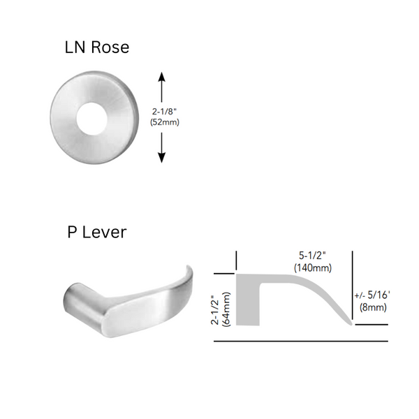Sargent KP-8278-LNP Keypad Mortise Lock, Entry Key Override, No Deadbolt, Less Cylinder, LN-Rose, P-Lever, Field Reversible
