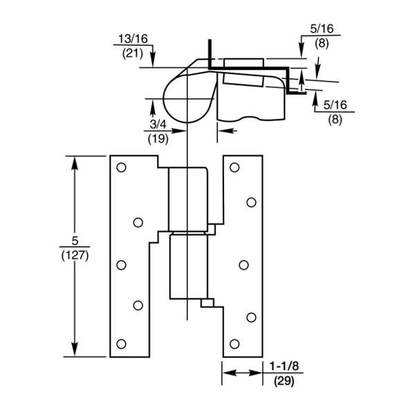 Rixson M19 Intermediate  3/4" Offset Pivot, Full Mortise, Handed