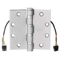 McKinney HT4A3786-5" x 4 1/2"-QC-US26D Electrified Full Mortise Heavy Weight Bearing Hinge, Hospital Tip, Satin Chrome