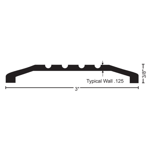 NGP 211DKB-Black Anodized Saddle Threshold 3" Width, 3/8" Height, With Fasteners, Dark Bronze Black Anodized Aluminum