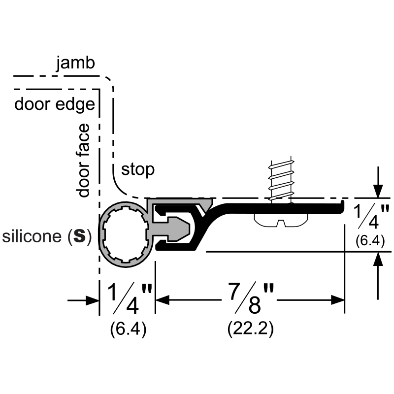 Pemko 303AS-96 Standard Perimeter Gasketing Silicone Insert Mill Aluminum dimensions