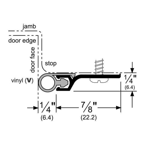 Pemko 303DV Standard Perimeter Gasketing Vinyl Dark Bronze Aluminum dimensions