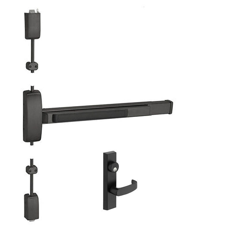 Sargent 55-12-8713-E-ETL-84-BSP Fire Rated Surface Vertical Rod Exit Device, (55) Request To Exit, ETL Trim, 84" Dr Height, 24"-32" Dr Width, BSP Finish