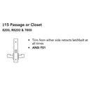 Sargent RX-8215-BHW-US32D Behavioral Health Mortise Lock, Passage or Closet Function, BHW Trim,  Request To Exit Switch, Non-Keyed, Satin Stainless Steel