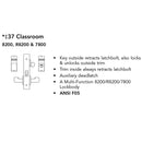 Sargent RX-8237-BHW-US32D-LC Behavioral Health Mortise Lock, Classroom Function, BHW Trim, Request To Exit Switch, Less Cylinder, Satin Stainless Steel