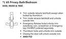 Sargent 8265-BHW-US32D Behavioral Health Mortise Lock, Privacy Bath/Bedroom Function, BHW Trim, Non-Keyed, Satin Stainless Steel