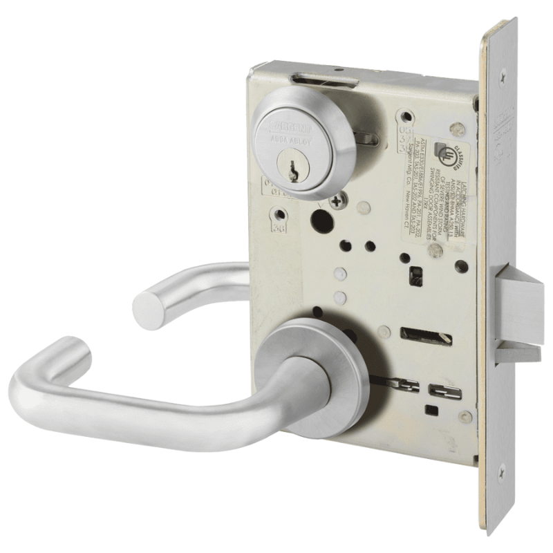 Sargent 8204-LNJ-26D Storeroom or Closet Function Mortise Lock, LA Keyway, LN Rose, J Lever, Satin Chrome
