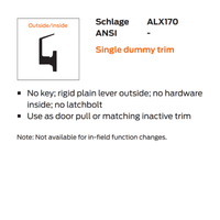 Schlage ALX170-RHO Single Dummy Trim, Rhodes Lever, Non-Keyed
