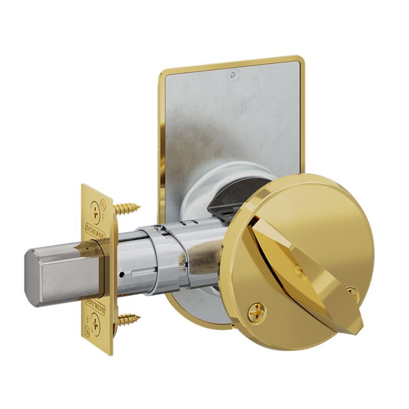 Schlage B672 OS-OCC Deadbolt, Coin Turn Outside/Thumbturn Inside, Outside "VACANT/OCCUPIED", Std Strike