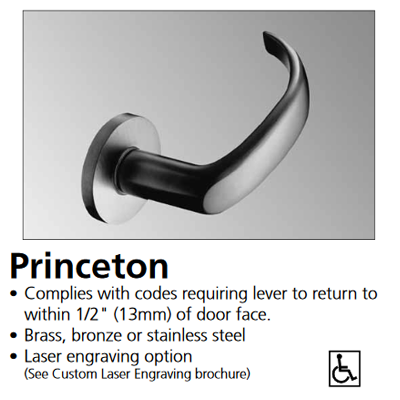 Princeton Lever - Corbin Russwin ML2057 Mortise Lever Lockset Storeroom Closet Function