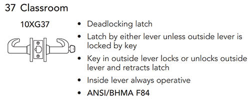 Sargent 60-V66-10XG37-VSLL Classroom Function Cylindrical Lock, Visual Indicator Trim Both Side, White/Red, LFIC Less Core