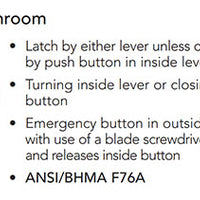Sargent V06-10XU65-VSLL Privacy/Bathroom Function Cylindrical Lock, Visual Indicator Trim Inside Only, White/Red, Non-Keyed