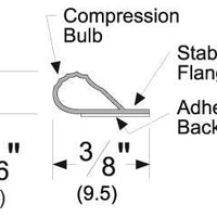 Pemko PK33W Adhesive Perimeter Gasketing 3/8" Width, 3/16" Height, Fire-Smoke Seal, Weatherstripping