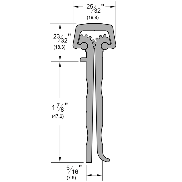 Pemko CFM83HT Continuous Geared Hinge Full-Mortise Hospital Tip Clear Anodized dimensions