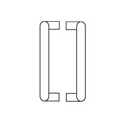 Rockwood BF158-BTB-US32D 90 Degree Offset Pair Of Door Pulls [2], 12" CTC, Mounted Back To Back Satin Stainless Steel Finish