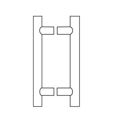 Rockwood RM3301-BTB MegaTek Straight Door Pulls FBPC, [2] Post 24" CTC-36" O.A. Length, Square Ends, Back To Back Mounting, Flat Black Powder Coated