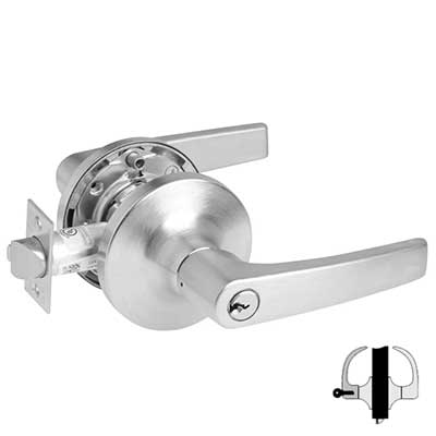 Accentra 5491LN Fail Secure Function Electrified Cylindrical Lever Lock - 24V, 2-3/4" Backset, 4-7/8" Strike, Grade 1, US26D/626 Satin Chrome Finish