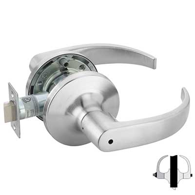 Accentra 5425LN Hospital Privacy Function Cylindrical Lock 2-3/4" Backset, 4-7/8" Strike, Grade 1, US26D/626 Satin Chrome Finish, Select Lever Option