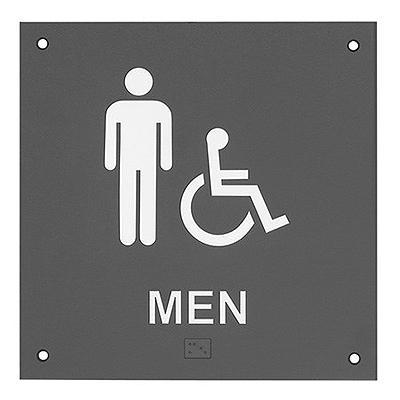 Rockwood BF687-Black ADA Mens Restroom Signage with Braille